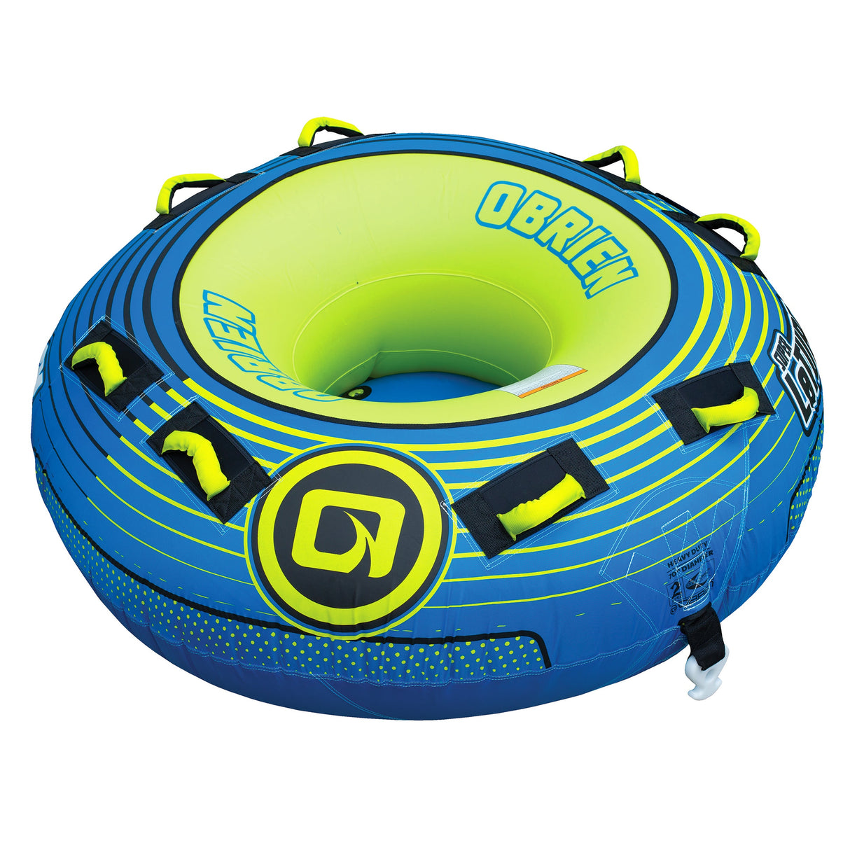 OBrien Super LeTube Towable for two riders with handles, offering blue and green water excitement.