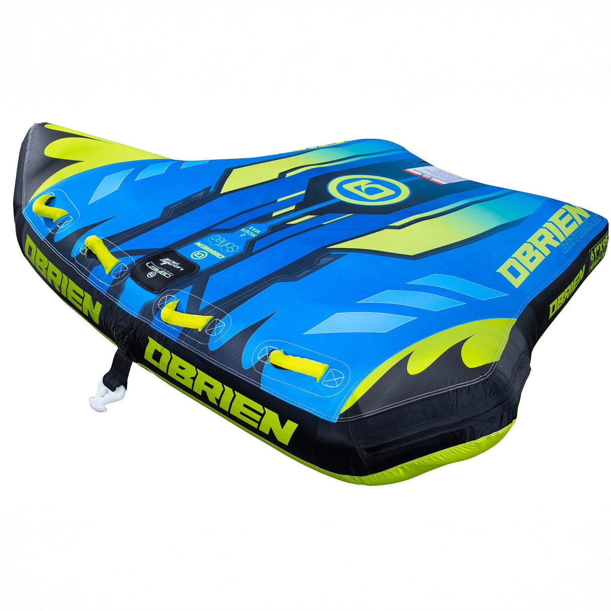 OBrien Bat Wing 2 Towable Tube in blue, green, yellow for a fun water ride.