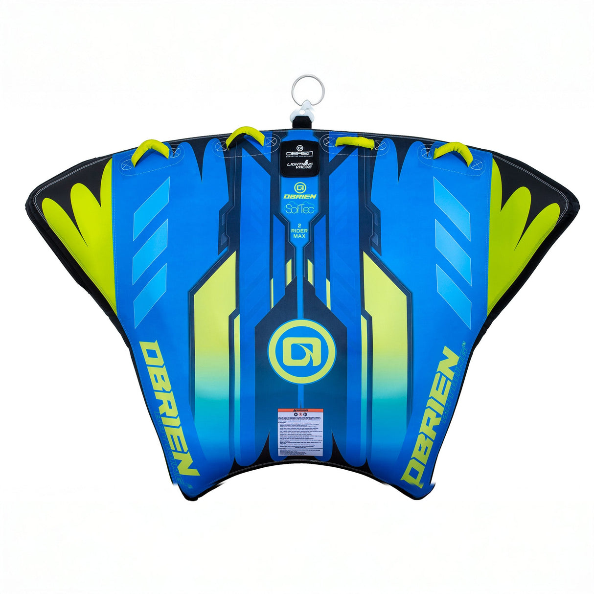OBrien Bat Wing 2 Towable Tube, blue/green with handles for a fun ride.