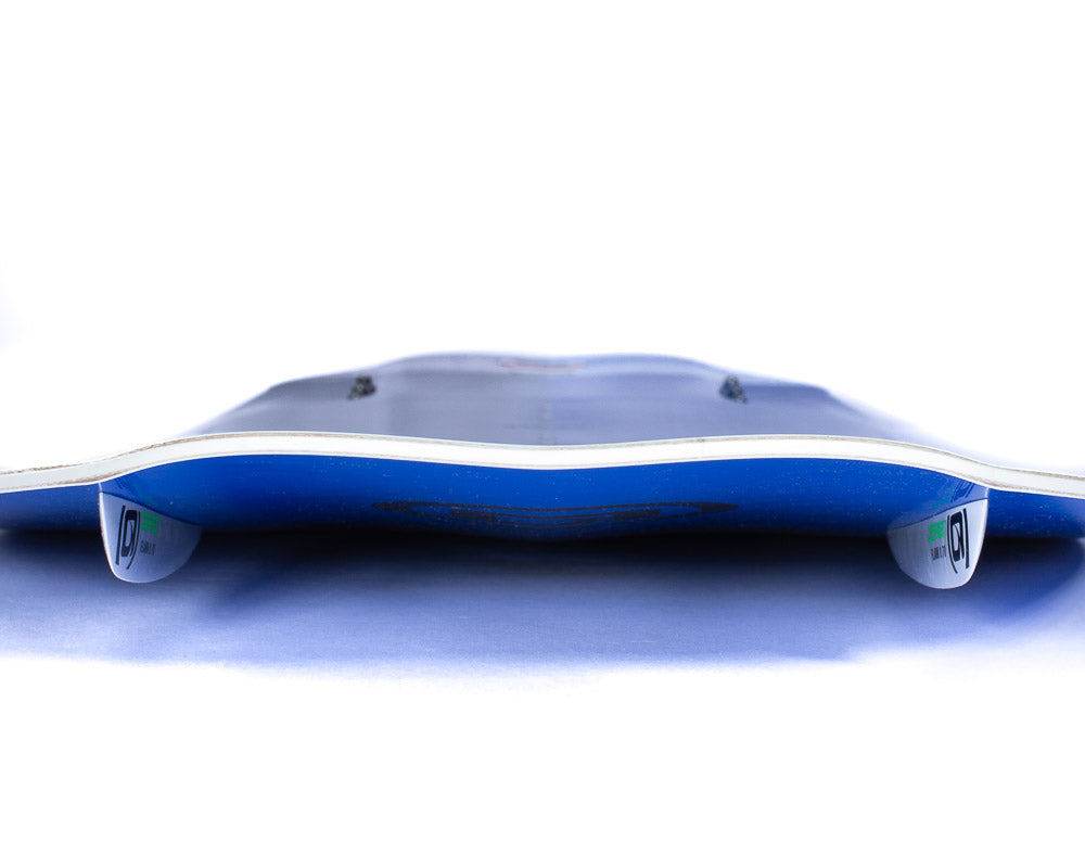 Close-up of O'Brien Hooky Wakeboard’s logo and grab rail, highlighting its contoured edge for better grip.