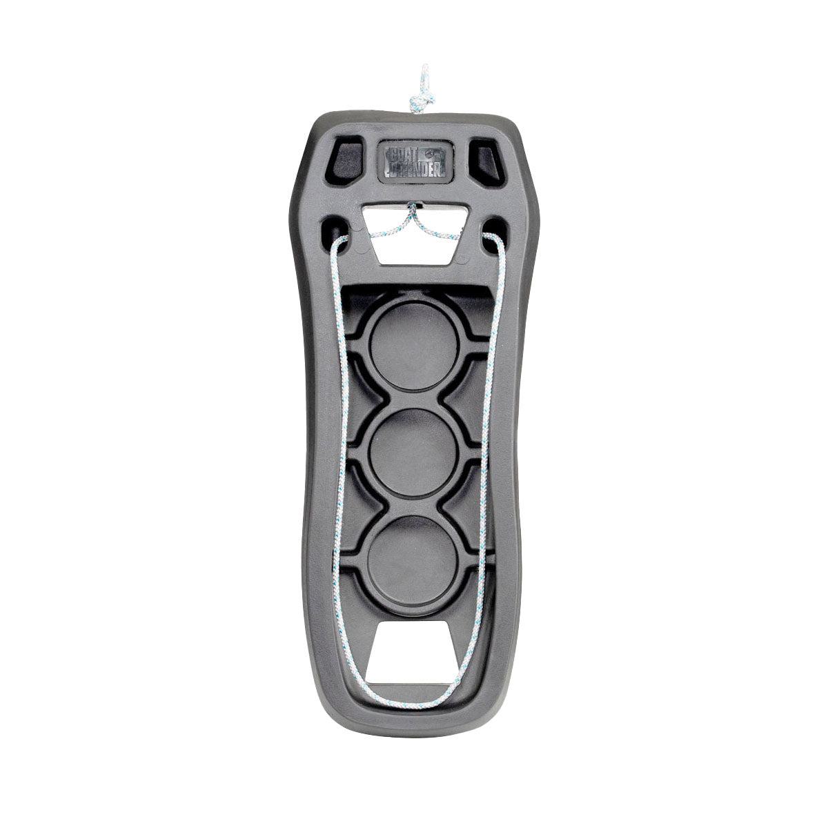 Rear view of liquid force boat defender in Dark Grey, includes rope to secure product and made of EVA injected foam.