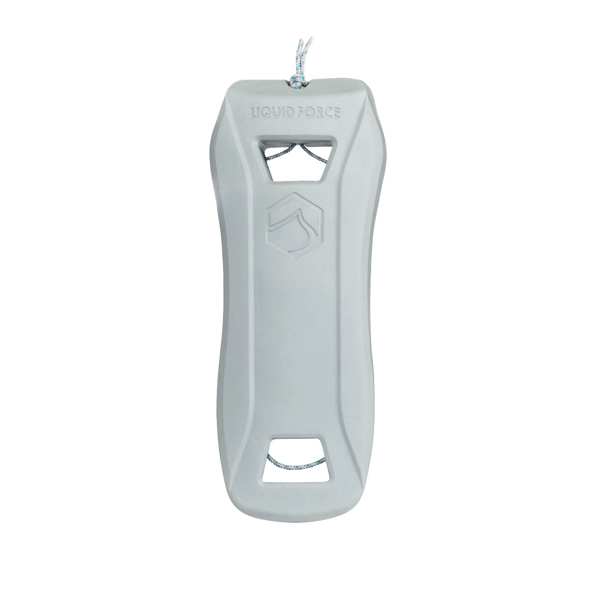 Front view of liquid force boat defender in light grey, includes rope to secure product and made of EVA injected foam.