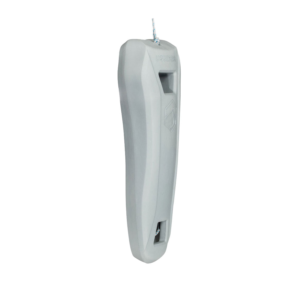 Front angled view of liquid force boat defender in Liqht Grey, includes rope to secure product and made of EVA injected foam.