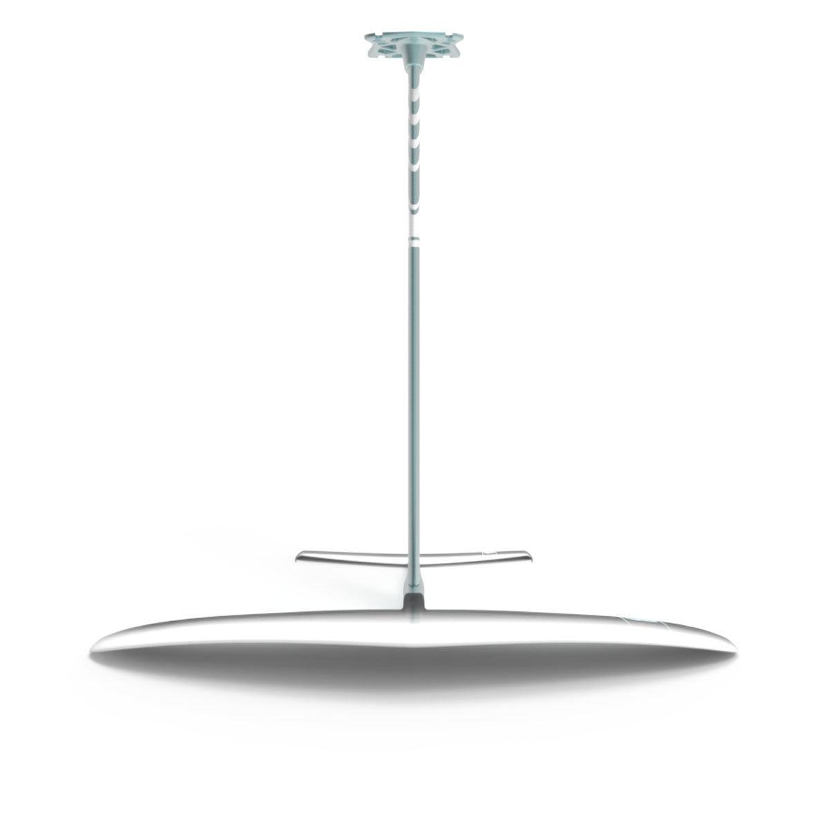 Side view of Horizon Surf 155 features a streamlined white and light blue hydrofoil design.