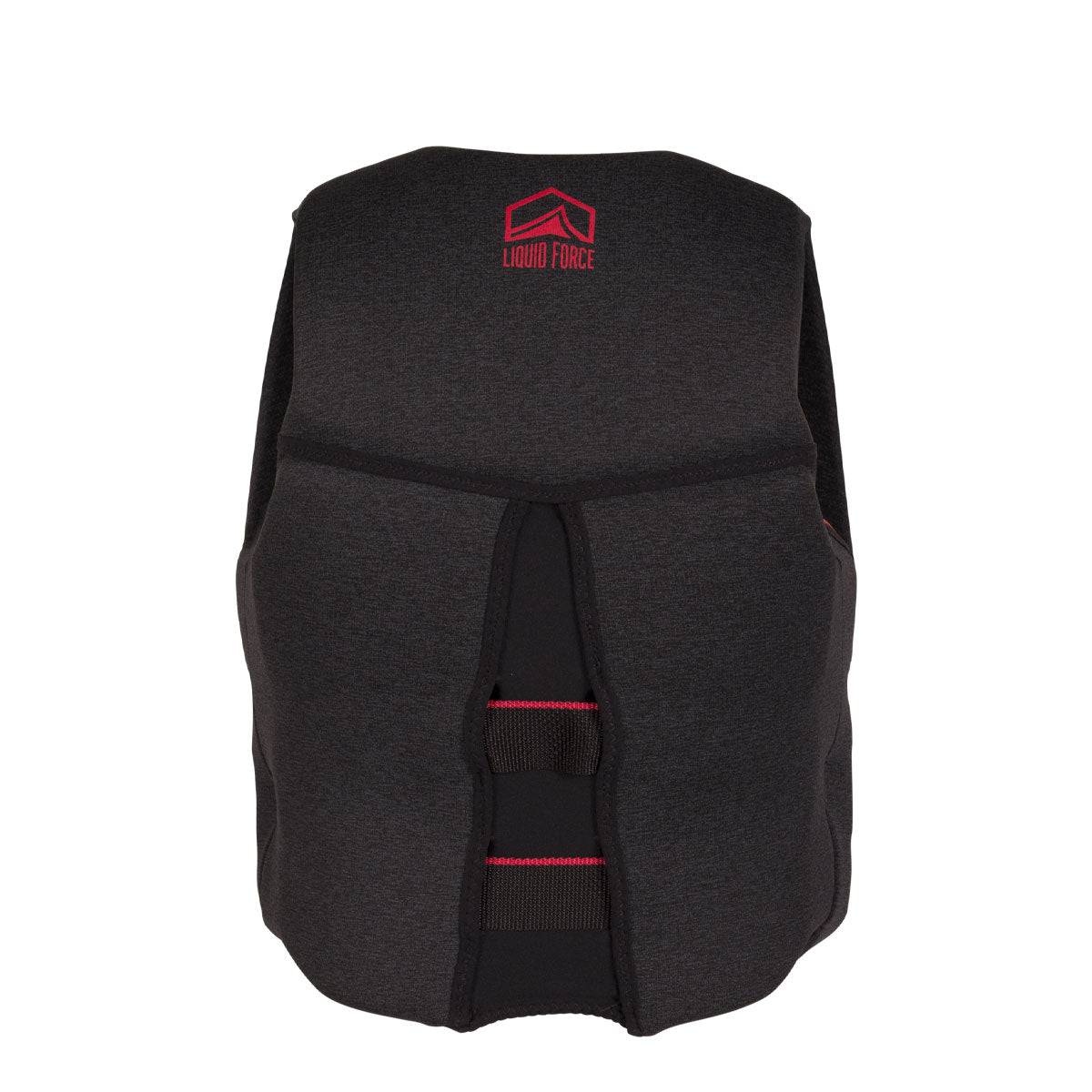 Rear view of KOA Junior CGA life jacket in black with red accents and a small logo at the top.
