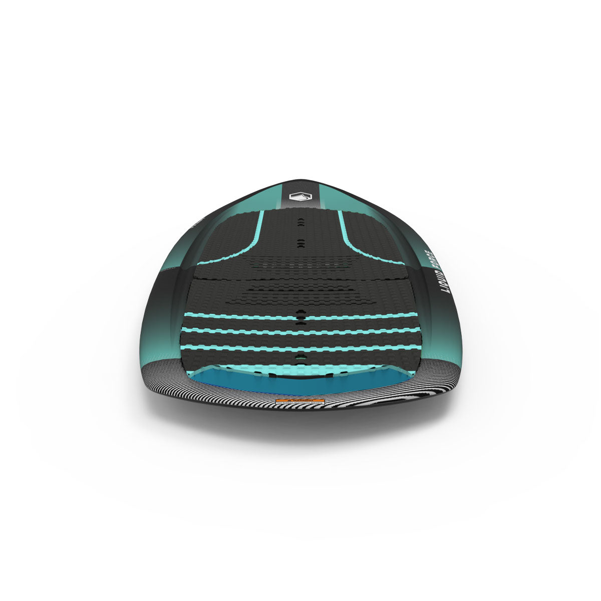 Nebula Foil board in black and turquoise from above on a white background.