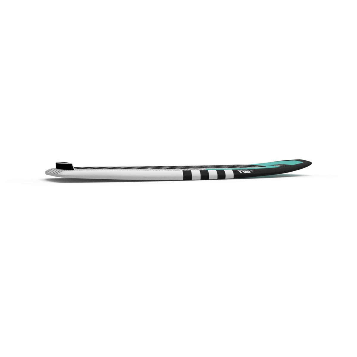 Slim black, white, and teal POD Foil board with stripes on a white background.