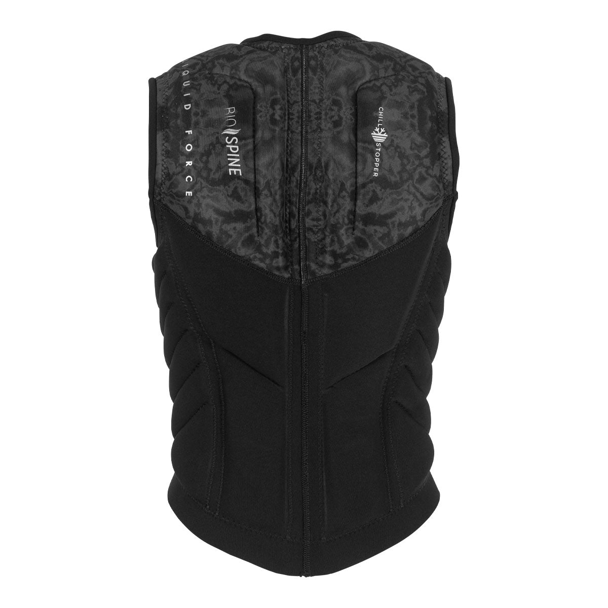Rear view of Womens Breeze Comp in sleek black with textured back and branded logos.