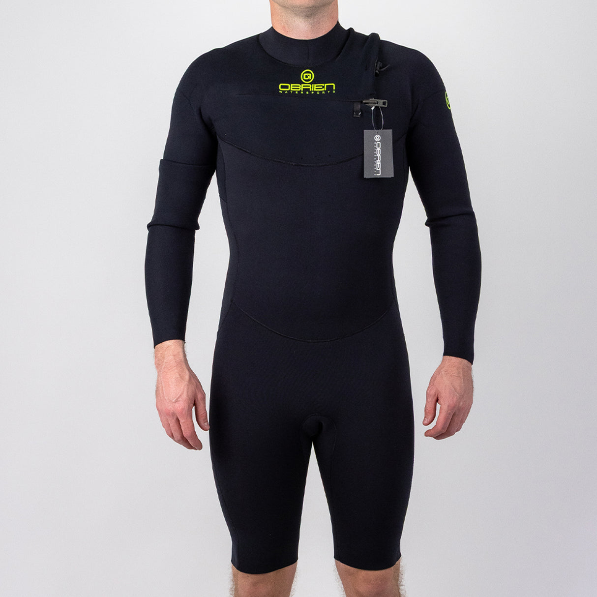 O'Brien Elite Plus 3/2mm Front Zip Mens Long Sleeve Shorty Wetsuit