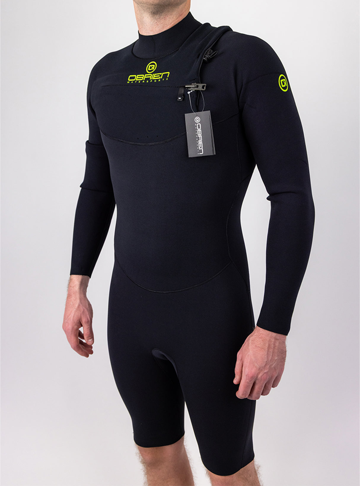 O'Brien Elite Plus 3/2mm Front Zip Mens Long Sleeve Shorty Wetsuit