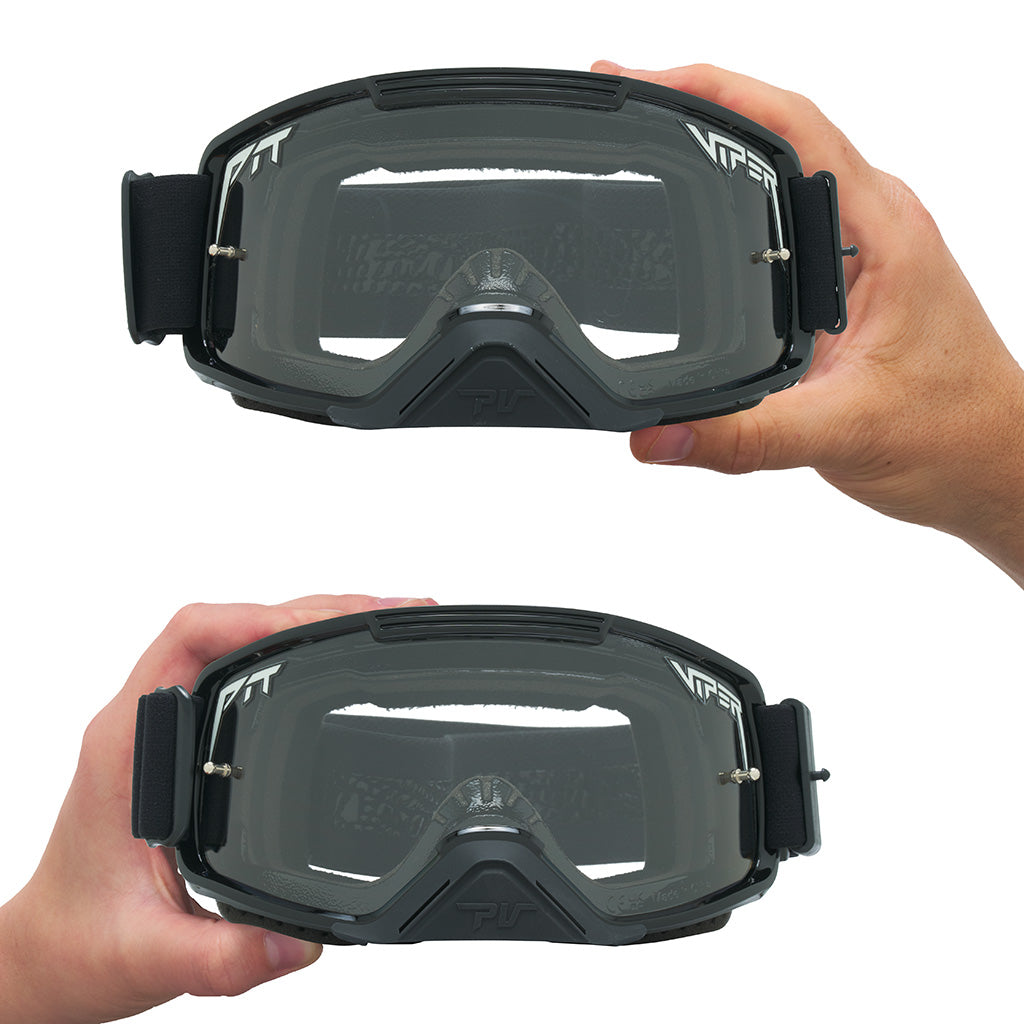 Clear / Large | large_&_small.JPG | The Exec Brapstrap Moto Goggle from Pit Viper