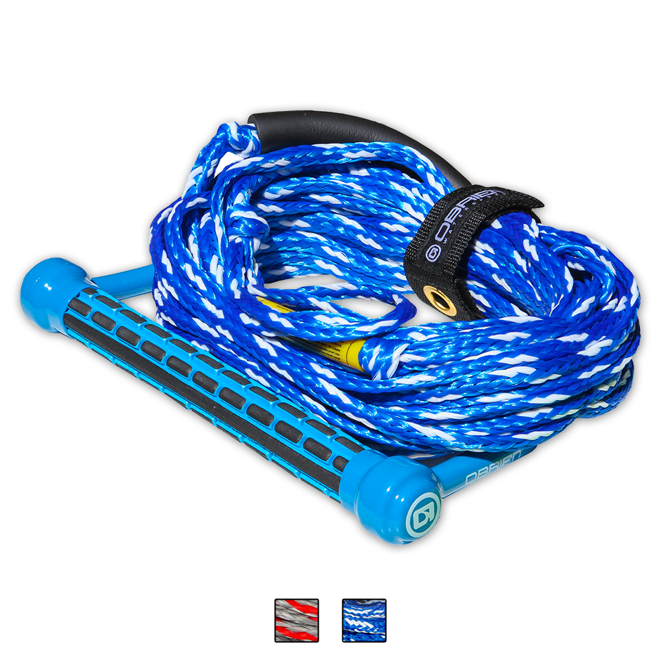 O'Brien 1-Section Ski Combo Rope with black and blue handle and blue and white braided rope.