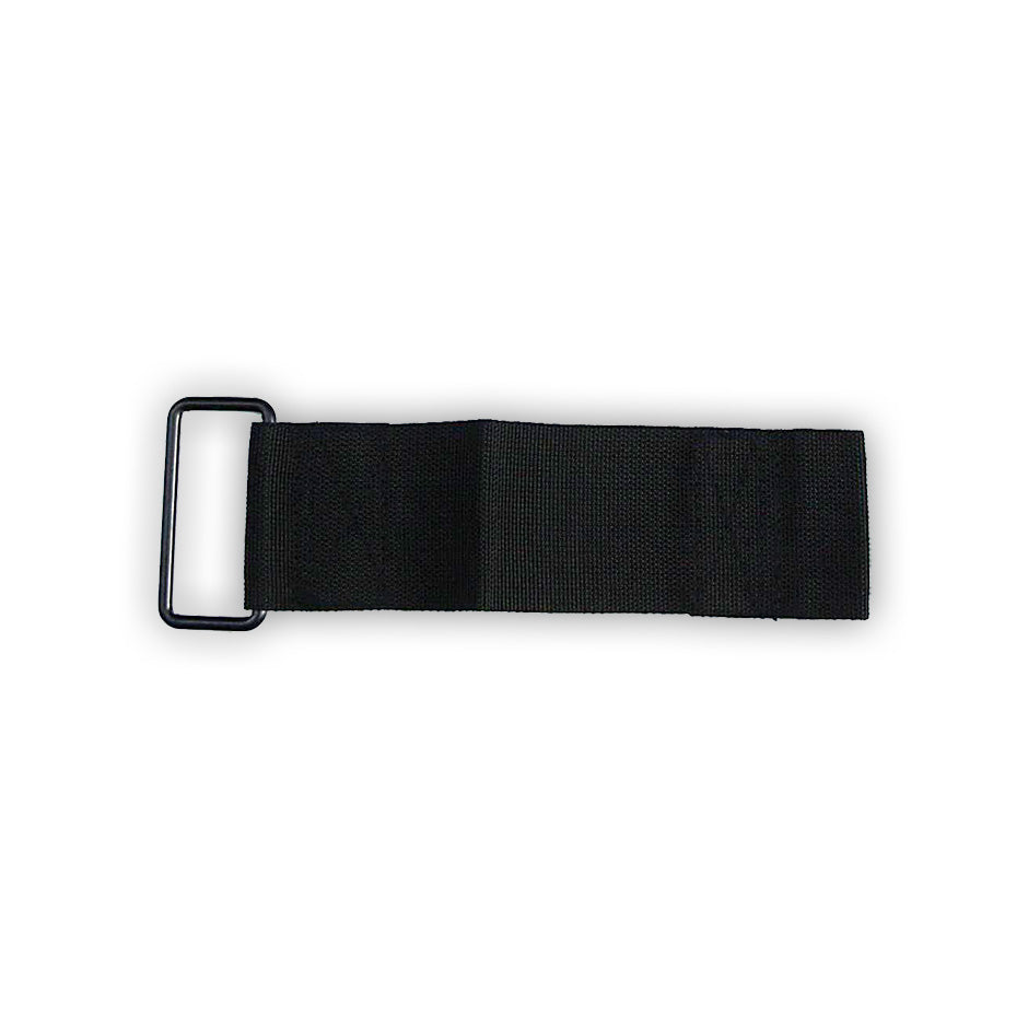 Flat view of the O'Brien 3" Kneeboard Extension Strap in black, featuring durable buckle and an adjustable extension design.