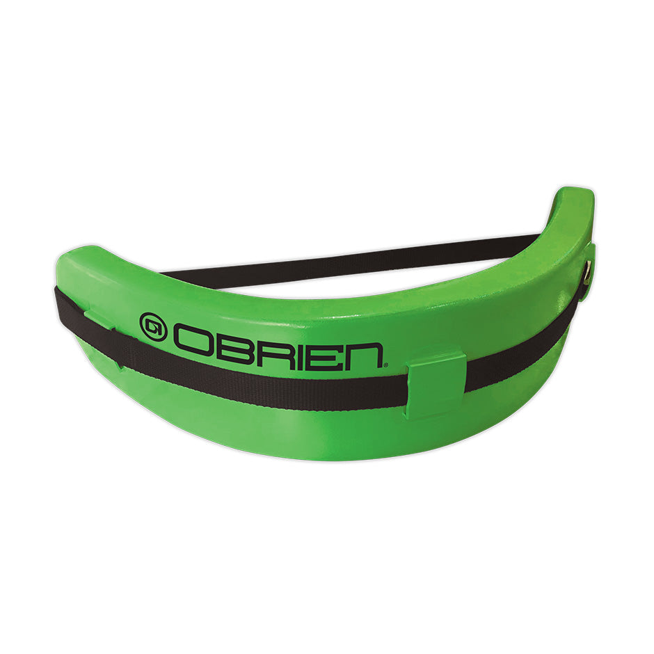 O'Brien Aquatic Activity Belt, a curved green flotation belt with a black strap and O'Brien branding.