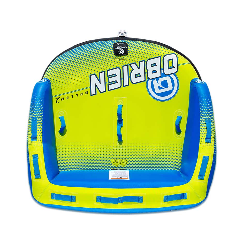 OBrien Baller 2: Yellow/Blue Towable Tube w/Handles, Logo, Chariot-Style Riding.