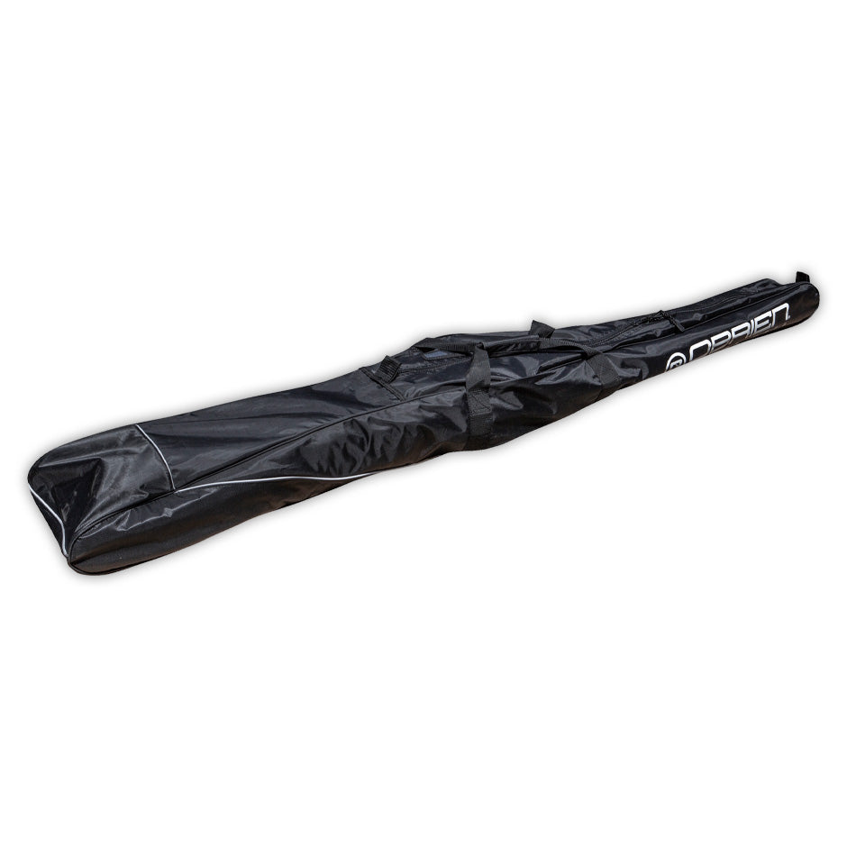 Angled view of the O'Brien Combo Waterski Bag in black with white branding, featuring a zippered closure and carry handles.
