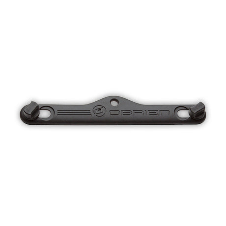Black O'Brien trainer bar with securing hardware, designed to stabilize beginner water skiers.