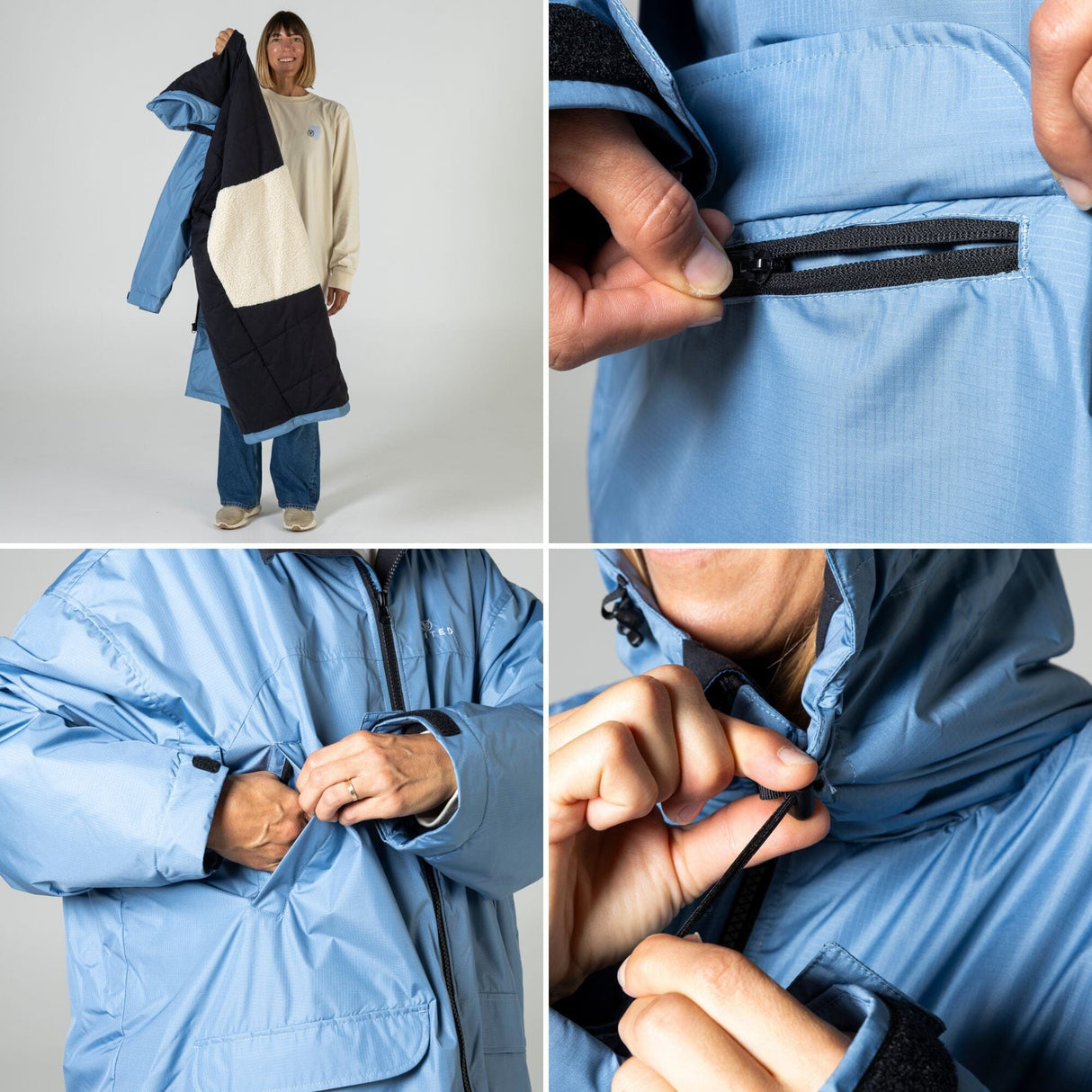 VOITED 3rd Edition Outdoor Changing Robe & Drycoat for Surfing, Camping, Vanlife & Wild Swimming - Blue Dancer