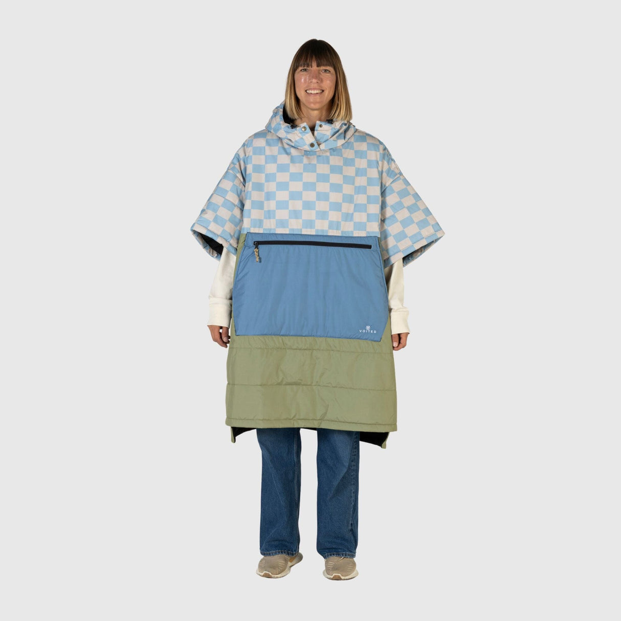 VOITED 3rd Edition Outdoor Poncho for Surfing, Camping, Vanlife & Wild Swimming - Blue Dancer