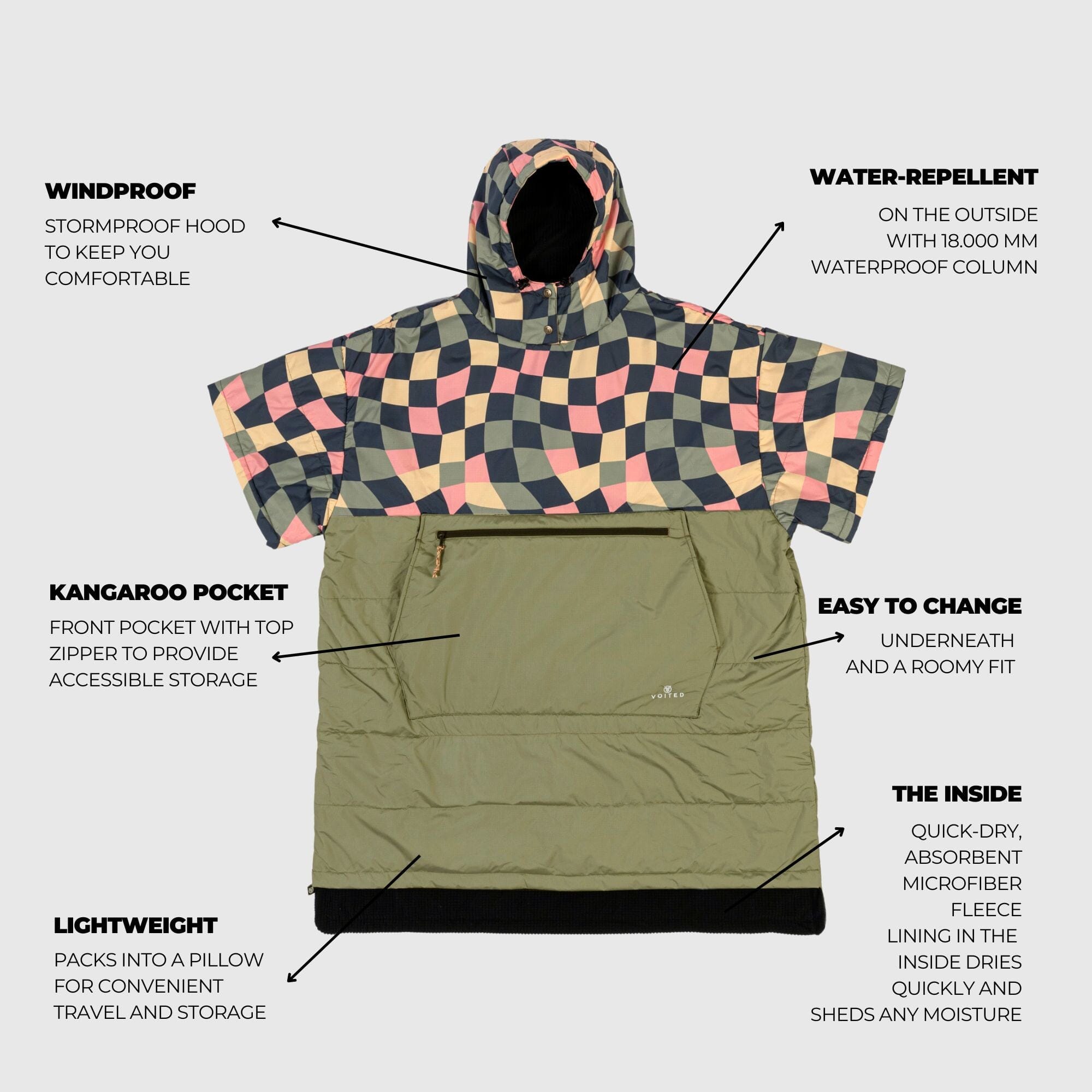 VOITED 3rd Edition Outdoor Poncho for Surfing, Camping, Vanlife & Wild Swimming - Wavecheck