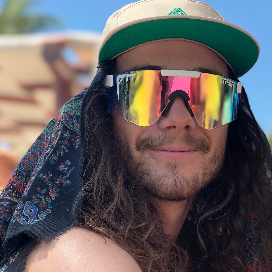 Wide / Pink | file.JPG | Man wearing The Miami Nights Original from Pit Viper Sunglasses