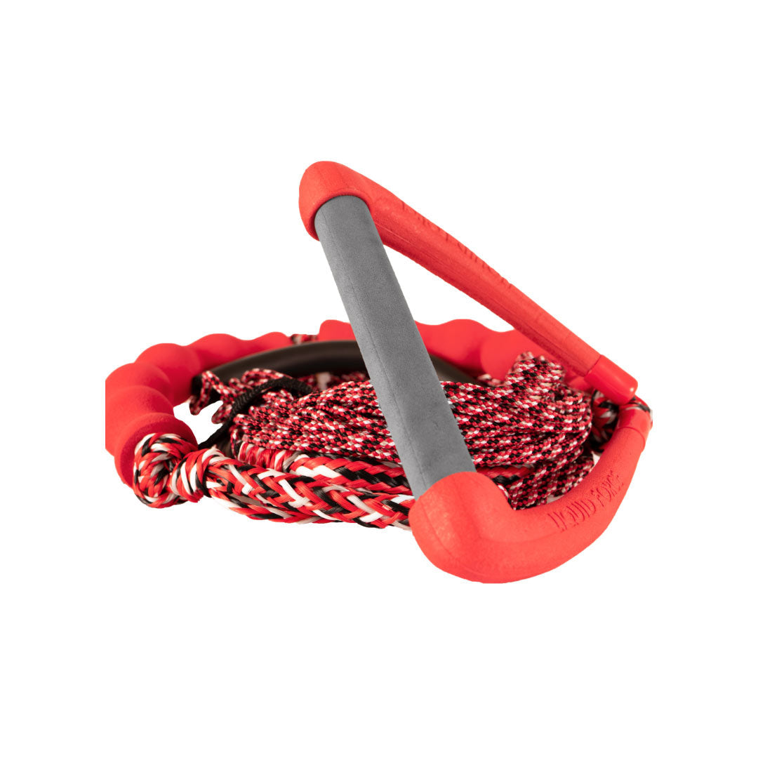 Foil Surf 9in. Combo with red and black rope and grey handle coiled together.