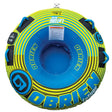 Blue/yellow OBrien LeTube Deluxe with handles and branding.