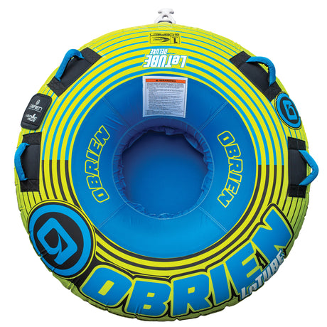 Blue/yellow OBrien LeTube Deluxe with handles and branding.
