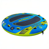 OBrien X-Scream Boat Tube, blue/green with black grips and mesh center.