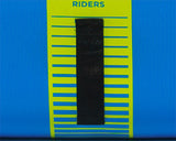 Blue RIDERS board with yellow stripe, D-Lux series, black center strap.