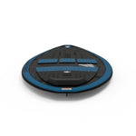 Blade wakesurf board with blue and black grip pads on a white background.