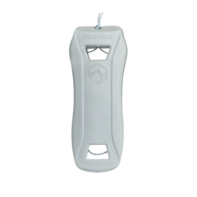 Front view of liquid force boat defender in light grey, includes rope to secure product and made of EVA injected foam.