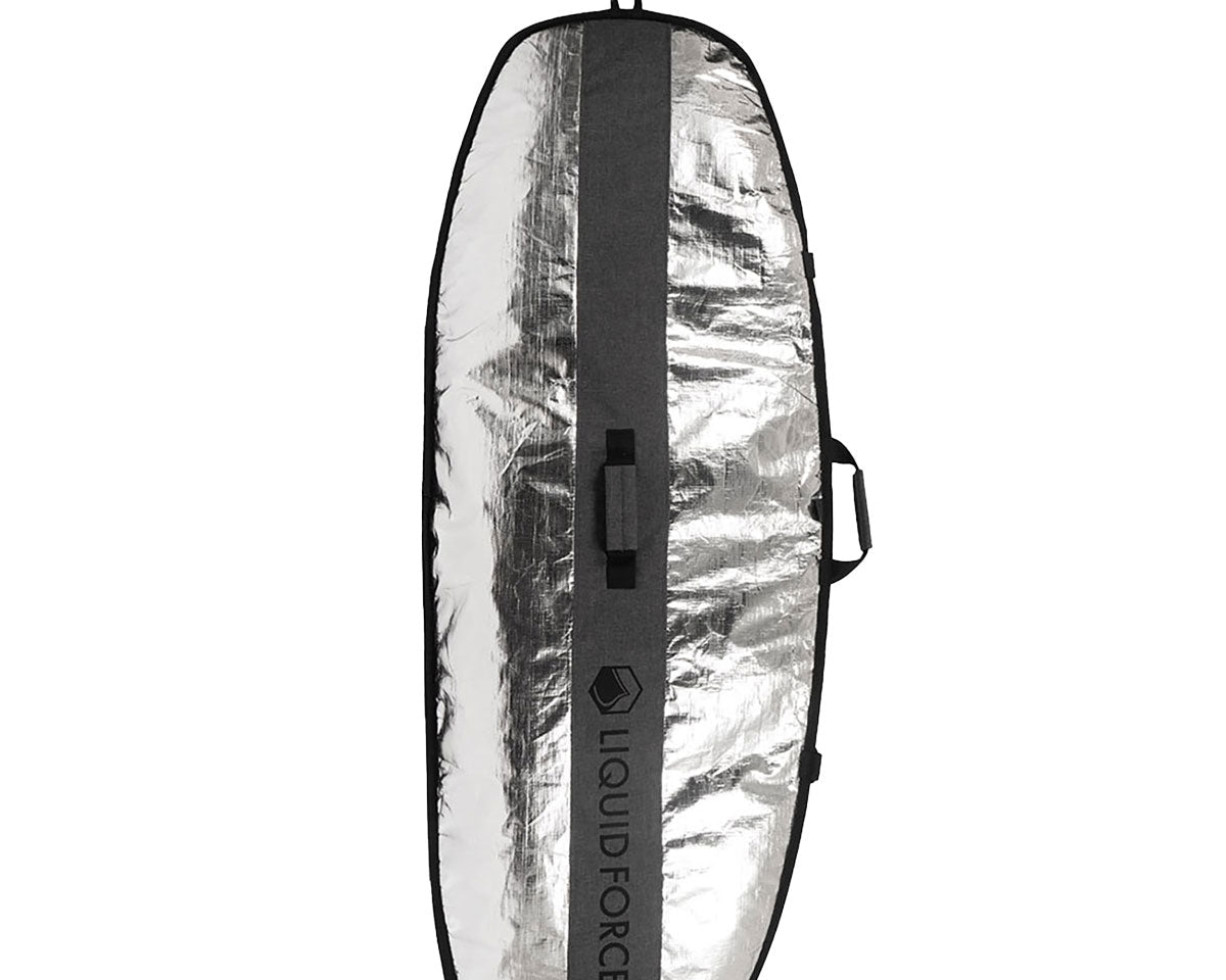 Foil Board Bag in silver/black with Liquid Force logo, ideal for travel.