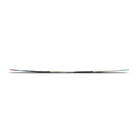 Side view of a Liquid Force park wakeboard with a camber design on white background.
