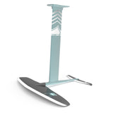 Front angled view of teal and white Horizon Surf 120 hydrofoil set on a white background.