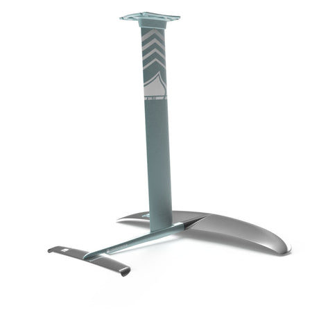 Rear angled view of teal and white Horizon Surf 120 hydrofoil kit on a white background.