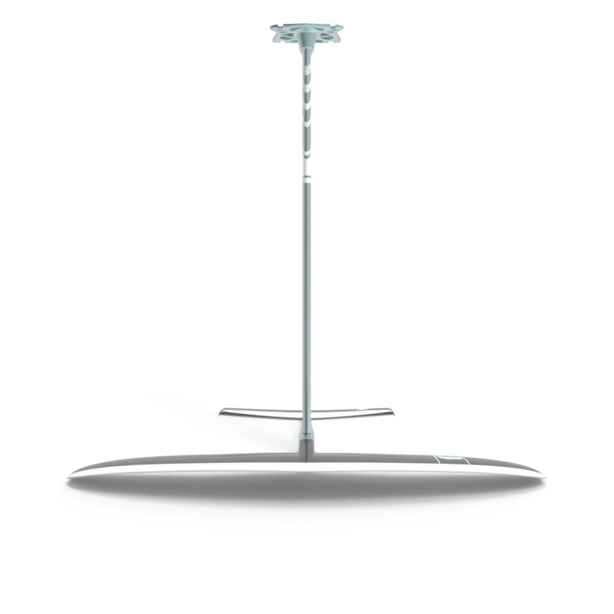 Side view of Horizon Surf 120 stand, modern, thin with circular base and foil set finish.