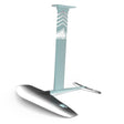 Front angled view of the teal and white Horizon Surf 155 hydrofoil set on a white background.