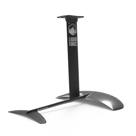 Rear view of black Launch 120 foil set with vertical mast.