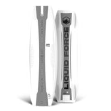Top and bottom view of Liquid Force Prime AERO wakeboards in white with black text and geometric designs.