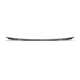 Side view of wakeboard highlights its concave and curved shape against a white background.