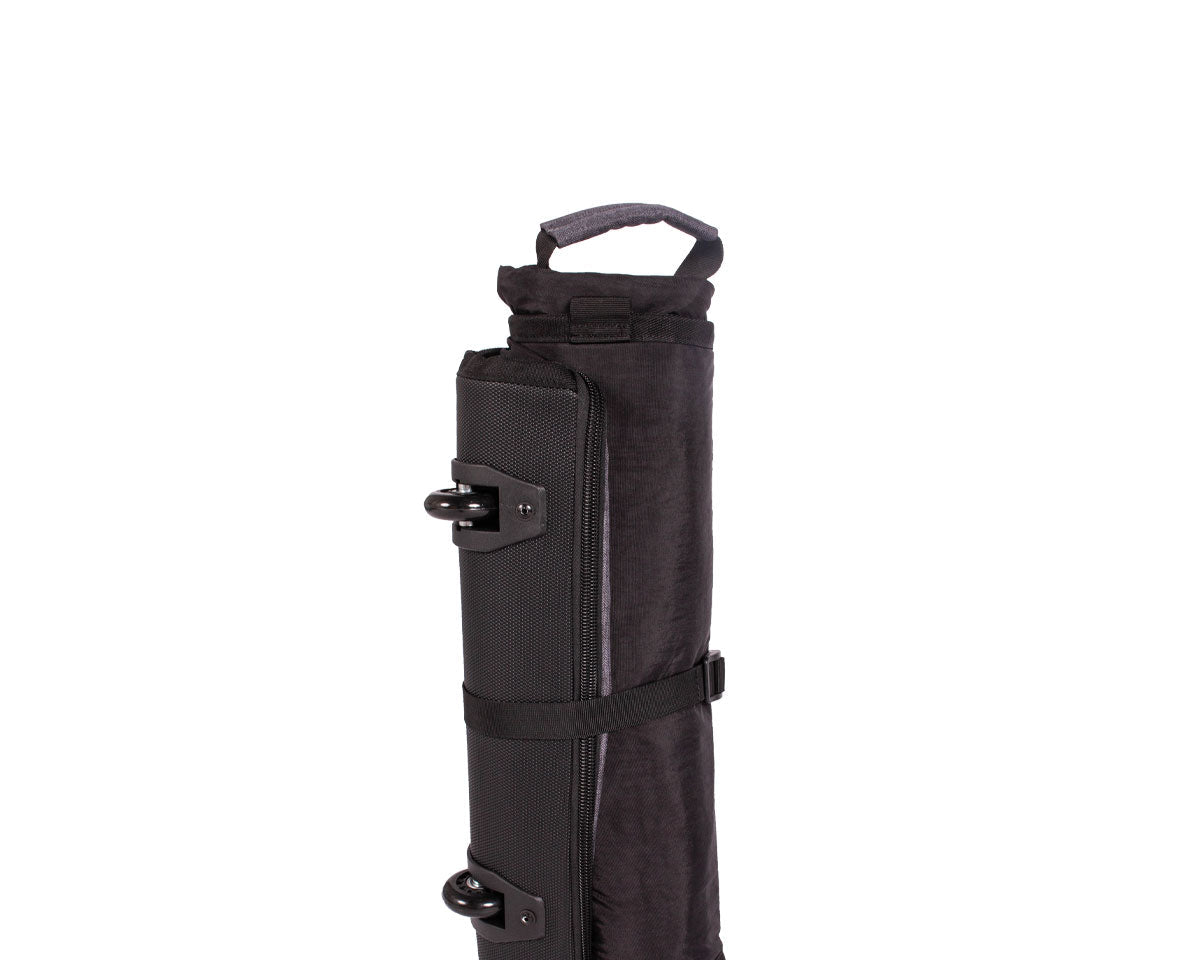 Roll-Up Wheeled Board Bag with handle, clasps, and zipper.