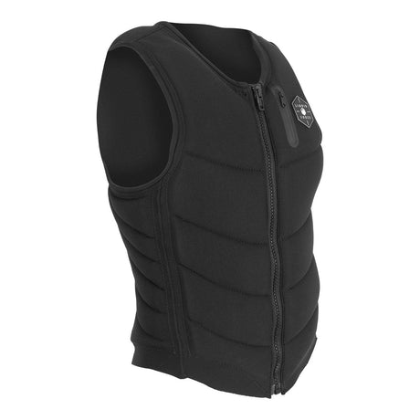 Front angled view of Squad Comp vest: angled side view, front zipper, small chest logo.
