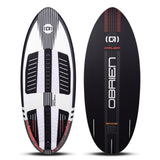 Top and base views of the Driver wakesurfer with black, white, and red design.