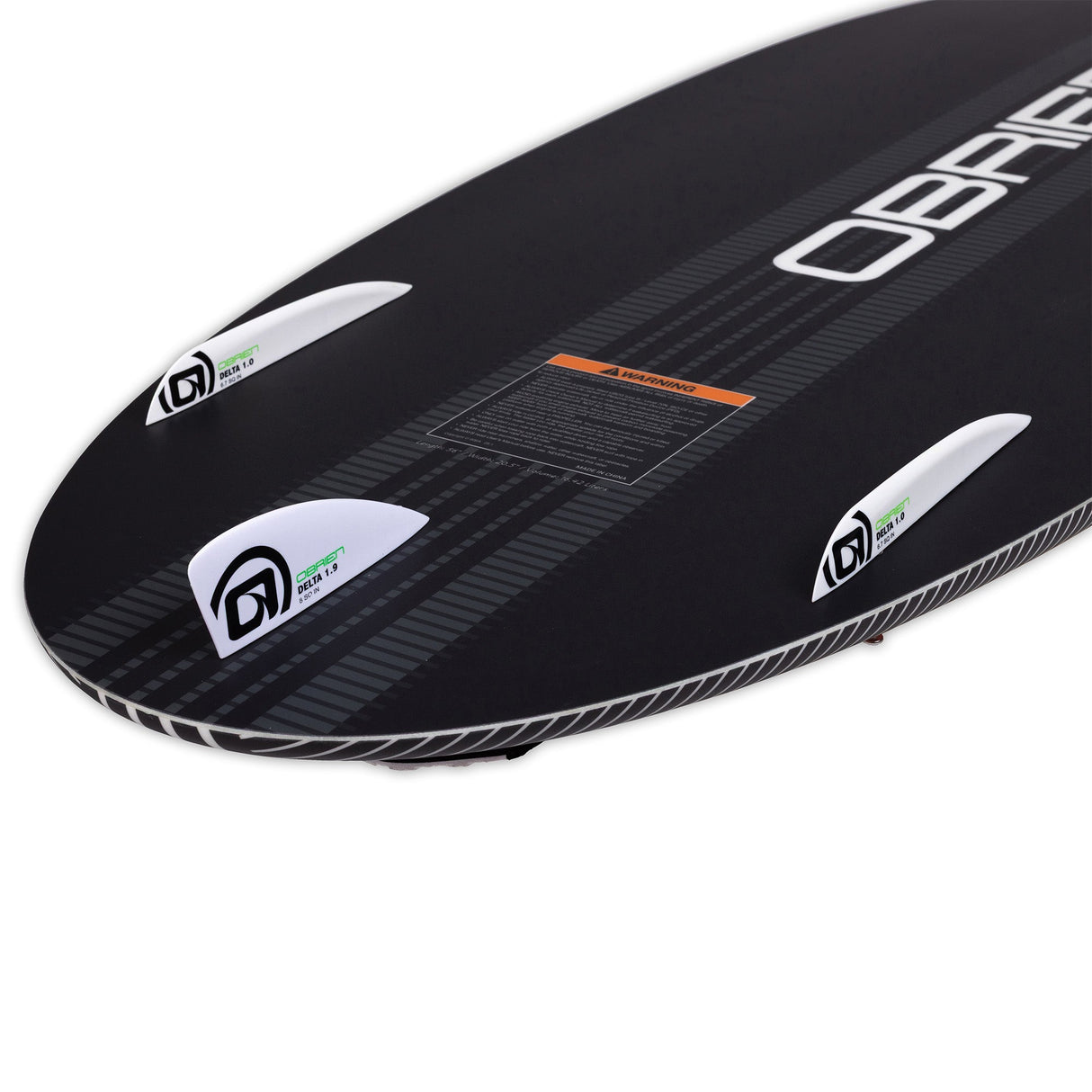 Closeup of the Driver wakesurf board fins.