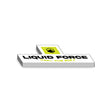Stack of 'Liquid Force' branded stickers on a white background