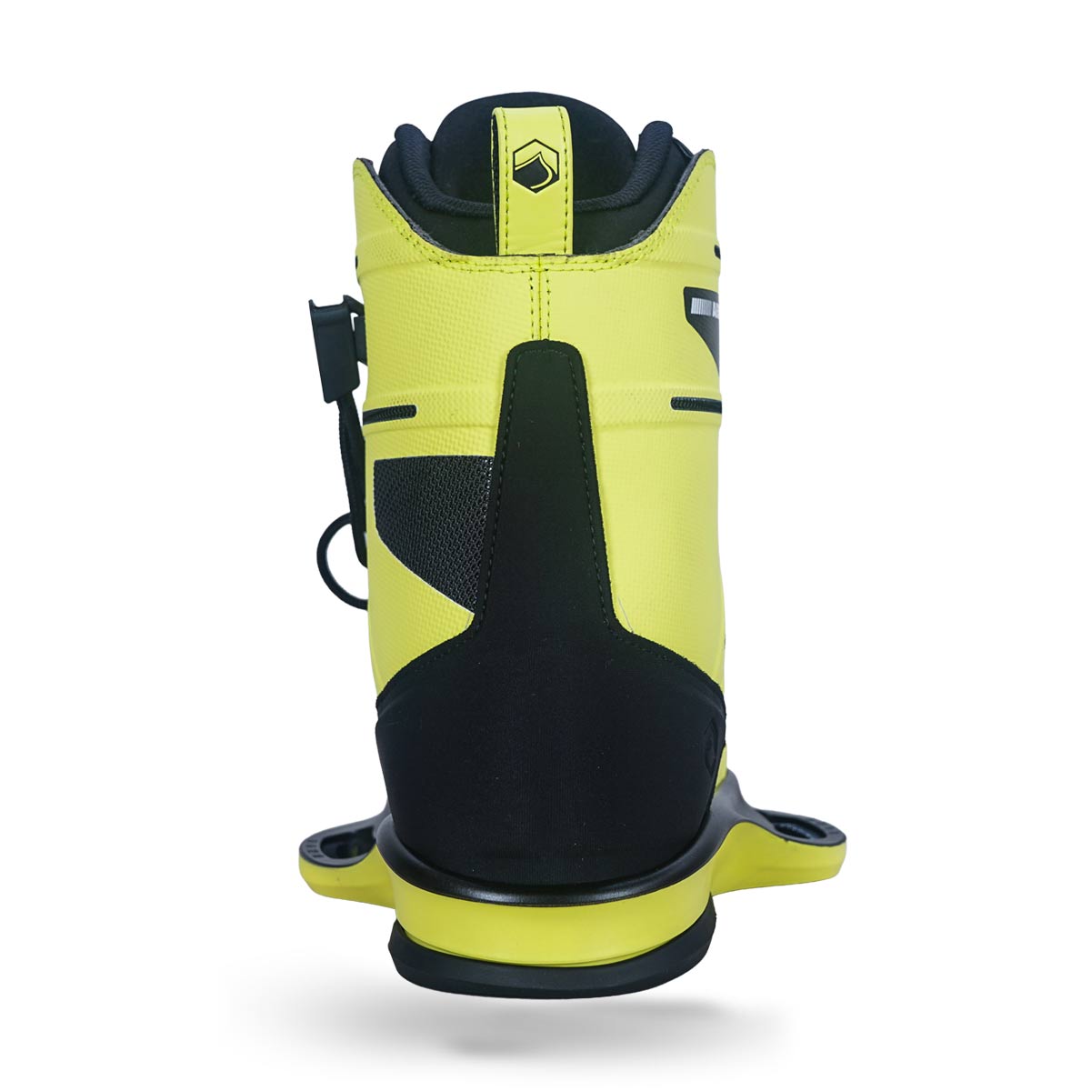 Back view of AERO 6X binding in atomic with black accents on heel panel.
