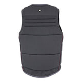 Back view of the Fuse Comp Vest in charcoal gray with quilted panels and diamond logo at the neck.
