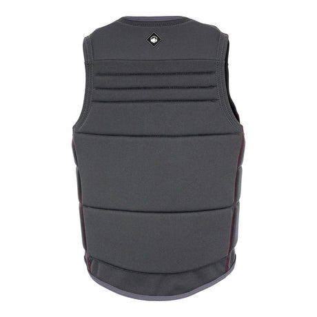 Back view of the Fuse Comp Vest in charcoal gray with quilted panels and diamond logo at the neck.