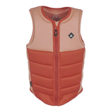 Front view of the Women's Haven Comp Vest in sherbert orange and blush with matching front zipper.